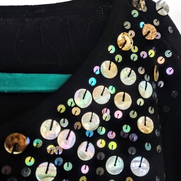 Victor Costa  Ocassion vintage cotton blend black embellished sweater XL - Picture 4 of 6